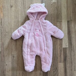 Okie Dokie Girls Pink Sherpa Baby Footie Snowsuit 6 months